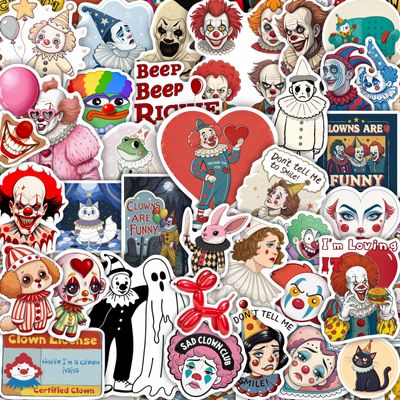 100Pcs Clown Stickers Cute for Water Bottles, Laptop - Clown Party Supplies & Decorations - Circus Stickers - Gift for Women & Men