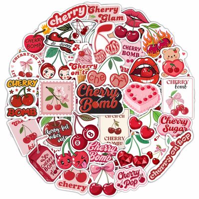100Pcs Cherry Stickers Waterproof Small for Phone - Cute Fruit Stickers, Red Aesthetic Decals - Cherry Gifts & Party Supplies - Gift for Women & Men