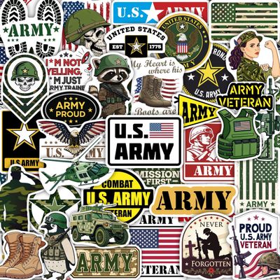 100Pcs Funny Army Stickers and Decals, Military Stickers for Laptop, Water Bottle - Army Gifts, Military Party Supplies - Gift for Women & Men