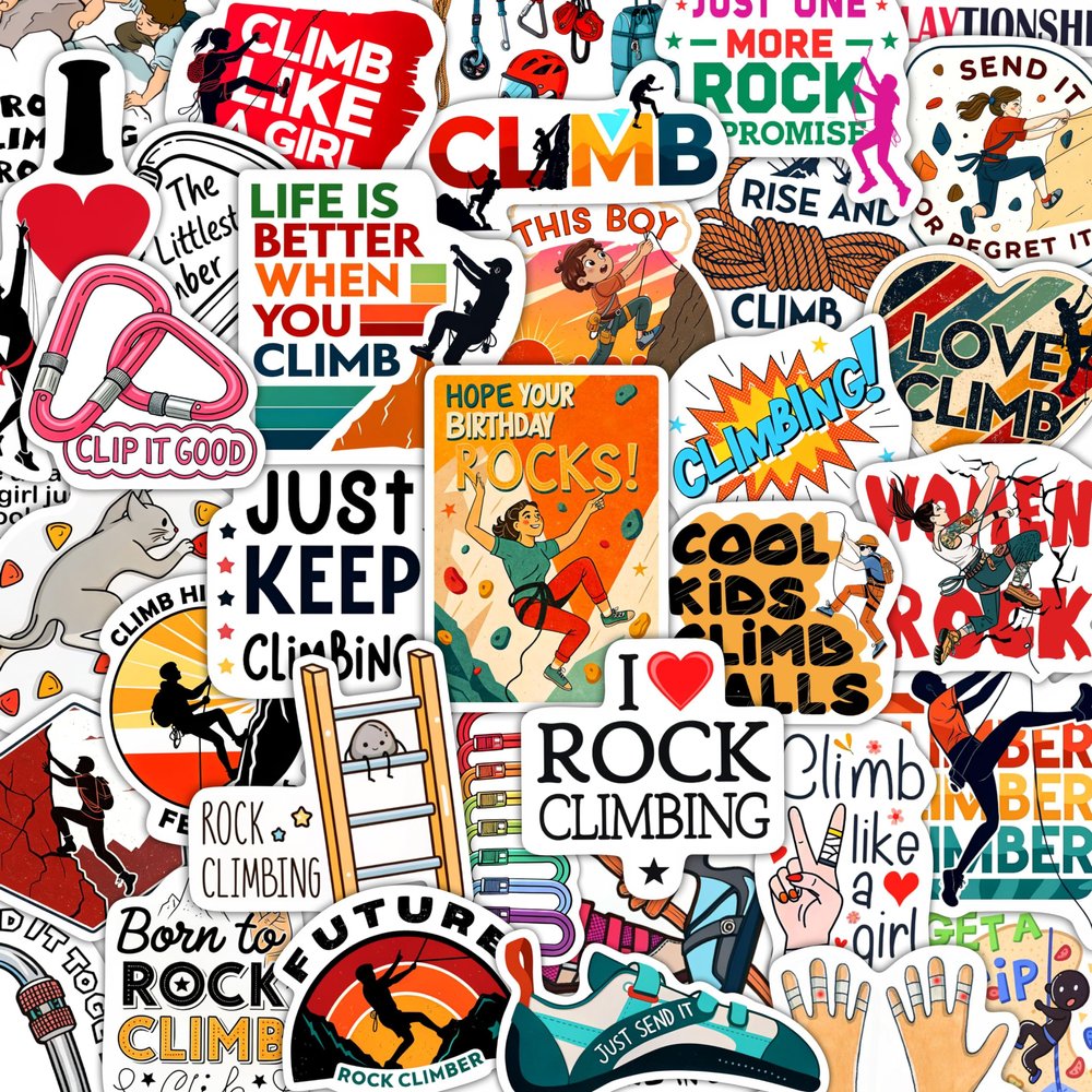 100Pcs Rock Climbing Stickers for Water Bottle - Rock Climbing Party Supplies & Gifts, Adventure and Outdoor Sport Stickers - Gift for Women & Men