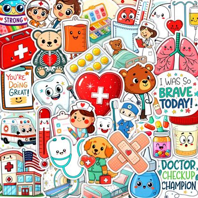100Pcs Medical Stickers and Decals, Dorctor Stickers - Medical Party Supplies, Decoration - Gift for Women & Men