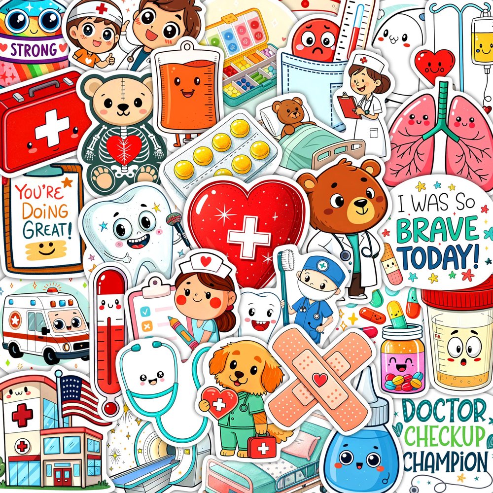 100Pcs Medical Stickers and Decals, Dorctor Stickers - Medical Party Supplies, Decoration - Gift for Women & Men