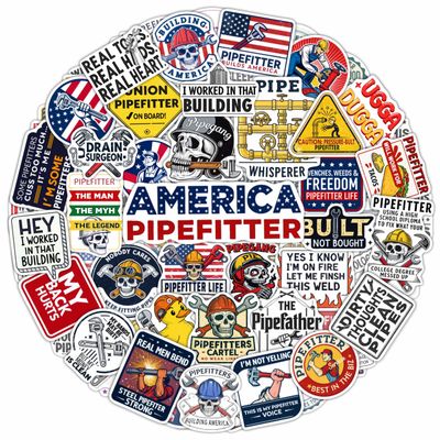 100Pcs Funny Pipefitters Stickers Hard Hat and Decals for Water Bottle - Pipefitter Gifts for Men - Steamfitter Stickers- Gift for Women & Men