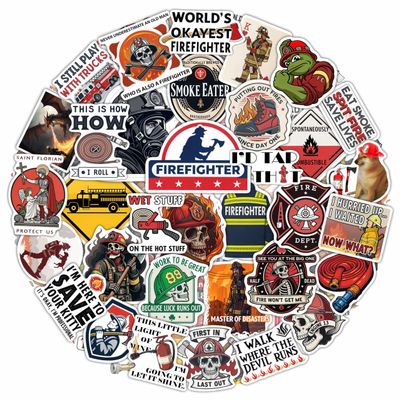 100Pcs Funny Firefighter Stickers for Helme, Water Bottles, Laptop - Fireman Stickers for Hard Hat - Firefighter Gifts for Men - Fireman Party Supplies & Decorations