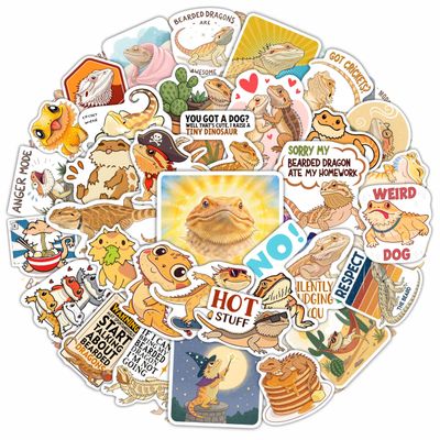 100Pcs Bearded Dragon Stickers for Water Bottle - Bearded Dragon Party Supplies - Gift for Women & Men