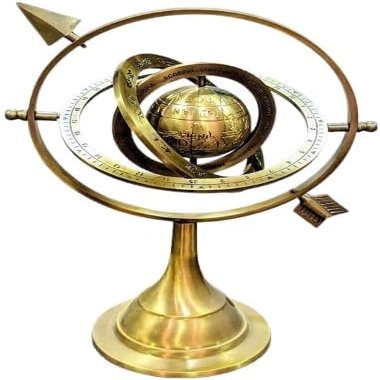 ALFAMART HT "Exquisite 10-Inch Brass Armillary Sphere Globe  Antique Celestial Navigation Instrument with Zodiac Symbols, Astronomical Rings