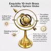 ALFAMART HT "Exquisite 10-Inch Brass Armillary Sphere Globe  Antique Celestial Navigation Instrument with Zodiac Symbols, Astronomical Rings view 2