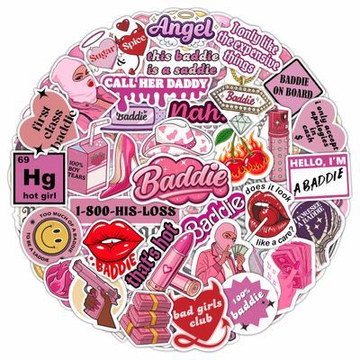 100Pcs Baddie Stickers Aesthetic for Laptop - Baddie Gifts, Party Supplies & Decoration - Waterproof Vinyl Stickers and Decals - Gift for Women & Men