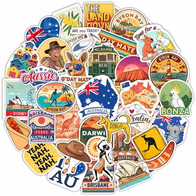 100Pcs Australia Stickers for Luggage, Water Bottle - Australian Stickers and Decals- Australia Party Supplies - Gift for Women & Men