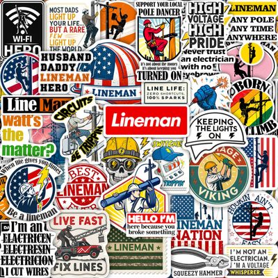 100Pcs Lineman Stickers for Hard Hats, Funny, for Water Bottle - Lineman Party Supplies & Party Decorations - Hard Hat Stickers - Gift for Women & Men