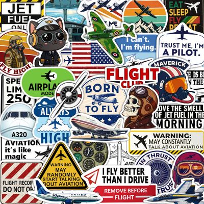 100Pcs Aviation Stickers and Decals Waterproof - Pilot Stickers for Laptop, Airplane Decals - Aviation Gifts for Pilots - Gift for Women & Men
