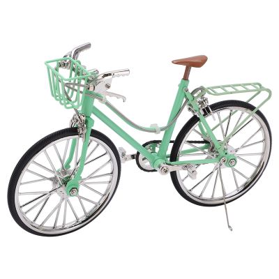Gsycle Mini Bike Model, Simulation Alloy Light Green Office Decor Retro Table OrnamentToy Bike Toy for Home Office Decor