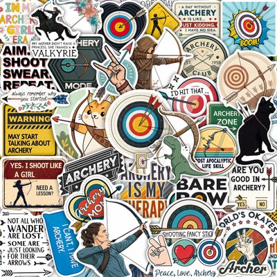 100Pcs Archery Stickers and Decals for Bow Case, Arrow Stickers - Archery Party Supplies- Bow Hunting Decals - Gift for Women & Men