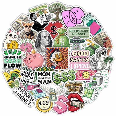 100Pcs Money Stickers for Planner for Adults, for Water Bottle - Money Sign, Symbol Stickers, Party Supplies- Gift for Women & Men