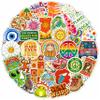 100Pcs Hippie Stickers for Phones, Water Bottles, Groovy Stickers Bulk for Laptop, for Water Bottle - Hippie Gifts, Party Supplies & Decoration - Gift for Women & Men view 1