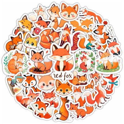 100Pcs Cute Fox Stickers for Water Bottle, Small - Fox Party Supplies & Decorations - Gift for Women & Men