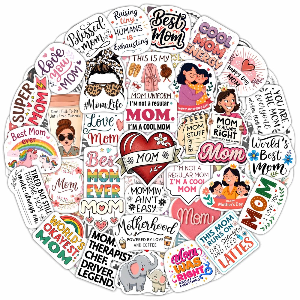 100Pcs Funny Mom Stickers for Water Bottle, Laptop, Phone - Funny Gifts for Mom - Mother Stickers and Decals - Gift for Women & Men