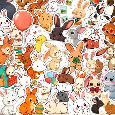 100Pcs Bunny Stickers for Water Bottles - Rabbit Stickers Cute, Small - Bunny and Rabbit Party Supplies & Decoration - Gift for Women & Men