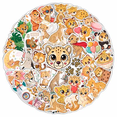 100Pcs Cheetah Stickers for Water Bottle, Laptop - Cheetah Gifts, Party Supplies & Decorations - Animal Stickers, Decals - Gift for Women & Men