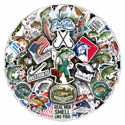 100Pcs Funny Fishing Stickers and Decals for Water Bottle, Laptop - Fishing Gifts for Fisherman, Party Supplies & Dacorations - Fish Lover Stickers - Gift for Women & Men