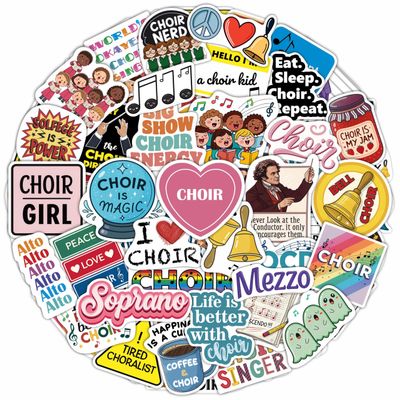 100Pcs Choir Stickers and Decals for Water Bottle, Laptops - Choir Gifts for Choir Director - Music & Singing Stickers, Gift for Women & Men
