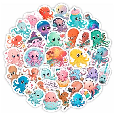 100Pcs Octopus Stickers and Decals Waterproof - Octopus Gifts, Party Decorations and Favors - Ocean Animal Stickers - Gift for Women & Men