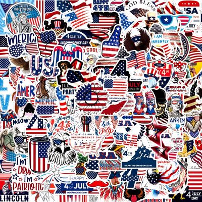 100pcs 4th of July Theme Waterproof Vinyl American Stickers - USA Patriotic Star Sticker Independence Day Red White and Blue Star Stickers for Memorial Day Laptop Water Bottle Decorations