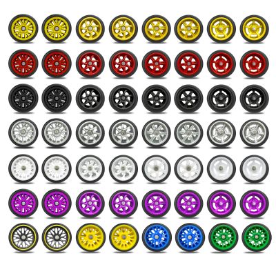 28 Set 1/64 Wheels and Tires Kit, 1:64 Scale Model Hot Wheel Rims Rubber Tires Random Color Replacement Accessories for Model Cars Upgraded and Modifi