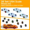 28 Set 1/64 Wheels and Tires Kit, 1:64 Scale Model Hot Wheel Rims Rubber Tires Random Color Replacement Accessories for Model Cars Upgraded and Modifi view 2
