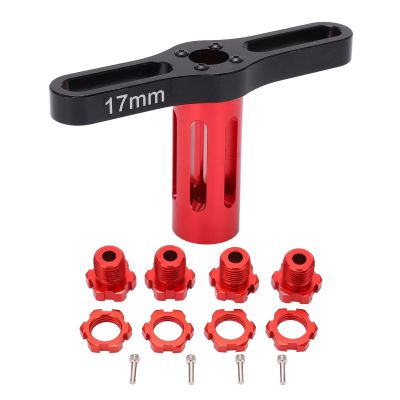 17MM HEX Nuts SPLINED Wheel HUBS Aluminum Alloy Material for TRAXXAS 5353X EREVO Summit 1/10 RC CAR (Red)