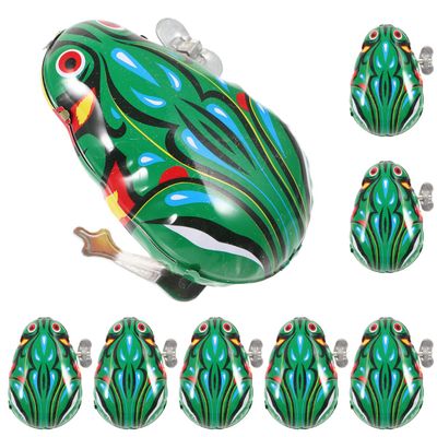 VANZACK 8Pcs Wind Up Frog for Retro Clockwork Jumping Frogs Creative Educational Cartoon Playthings for Green