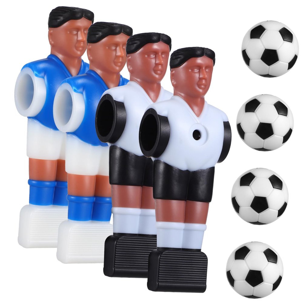 Alipis 4pcs Foosball Replacement Players with Footballs Tabletop Soccer Figurines for Table Foosball Games Easy to Install and Replace Parts Game Fun