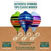 Traditional Wooden Spinning Tops Handcrafted Set of 3 Trompos with Metal Tip, Artisan Painted Finish & Strings Includes Premium Storage Bag (Neon Mix) view 2