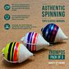 Traditional Wooden Spinning Tops Handcrafted Set of 3 Trompos with Metal Tip, Artisan Painted Finish & Strings Includes Premium Storage Bag (Neon Mix) view 3