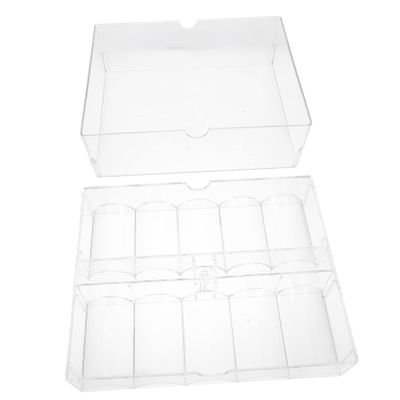 OSALADI Acrylic Poker Chip Storage Box Lid 200-Count Chip Organizer for Poker Games for Gamers