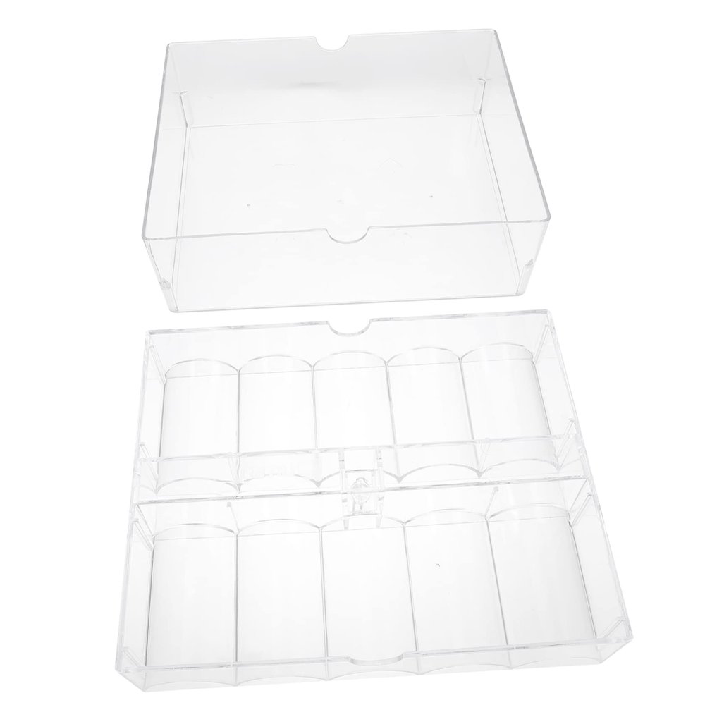 OSALADI Acrylic Poker Chip Storage Box Lid 200-Count Chip Organizer for Poker Games for Gamers