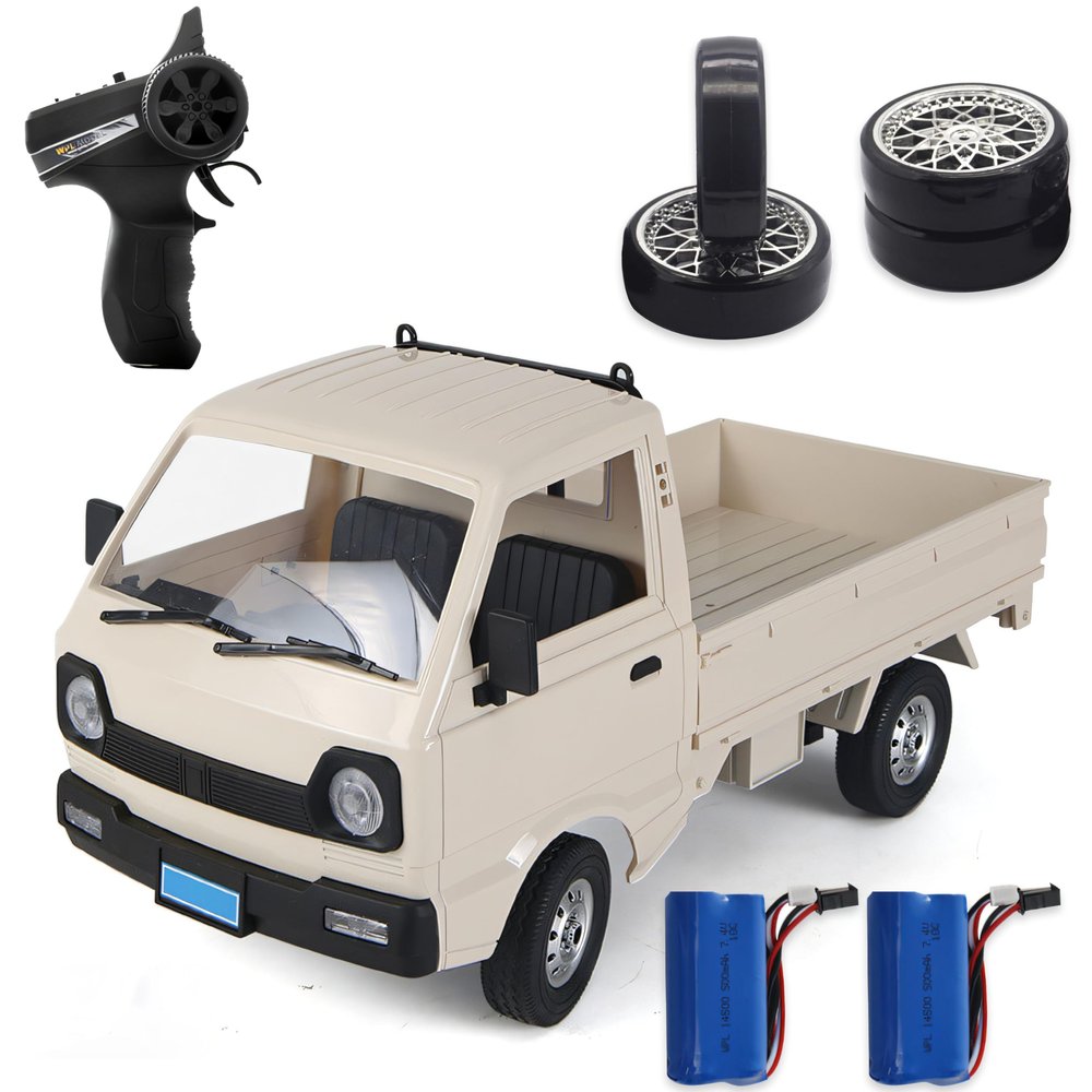 BOTICAKO 1: 10 RC Truck, WPL D12 Kei Truck-2.4G RC Rear Drive Drift Car with Brushed 260 Motor, 4pcs Drift Wheels