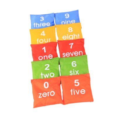 Aosekaa 10 Pieces Number Beanbags Toss Game, 12x12cm, for Kids Outdoor Sports, Learning Activities Cornhole Game for Backyard Garden