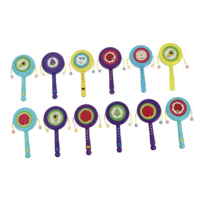 CHICAMPERA 12pcs Cartoon Drum Girl Rattles Early Educational Toys for Sensory Play and Music Learning Safe Material for Newborns and Toddlers