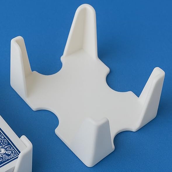 Playing Card Deck Holder, 3D Printed, Fits Standard 2.5 x 3.5 inch Poker Cards, Black and White (White, Double Deck)