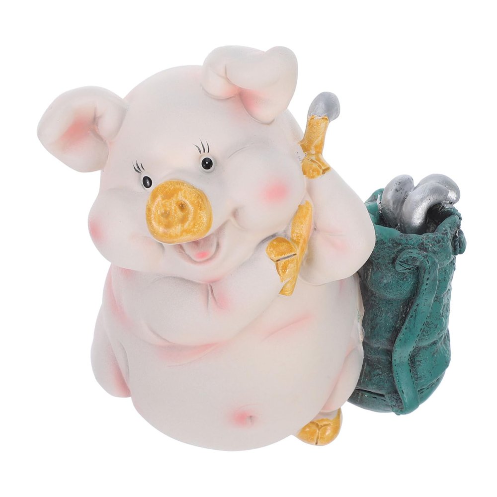 Abaodam Cute Pig Piggy Bank Resin Animal Money Pot Decorative Coin Cash Box for Birthday Party Favor Unique Savings Pot for Adults