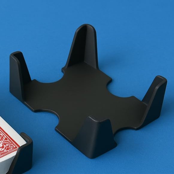 Playing Card Deck Holder, 3D Printed, Fits Standard 2.5 x 3.5 inch Poker Cards, Black and White (Black, Double Deck)