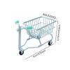 AFXGUSD Mini Shopping Cart Mini Storage Basket Photography Prop Fun Role Play Trolley Model Children Push Cart Toy Accessories, Blue view 3