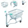 AFXGUSD Mini Shopping Cart Mini Storage Basket Photography Prop Fun Role Play Trolley Model Children Push Cart Toy Accessories, Blue view 4