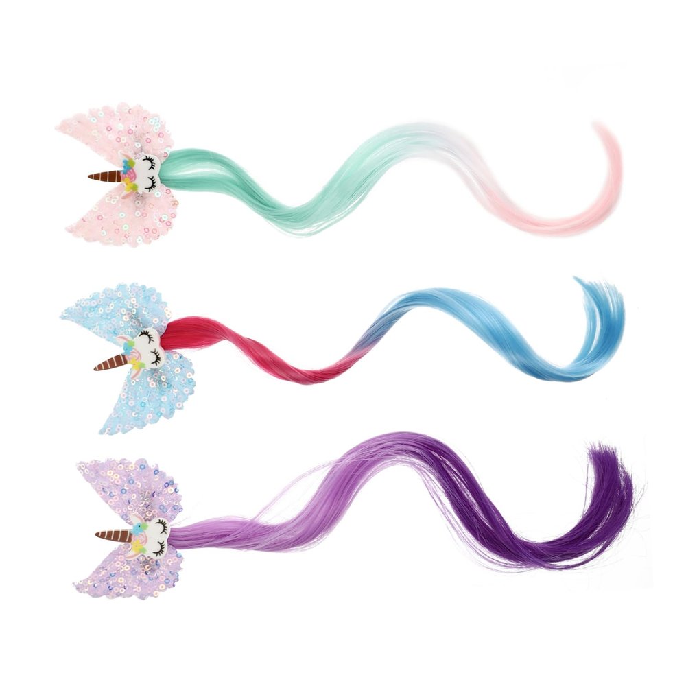 Baluue 3pcs Gradient Hair Clips Fun Ponytail Accessories for Boys and Girls for Cosplay Parties and Special Occasions