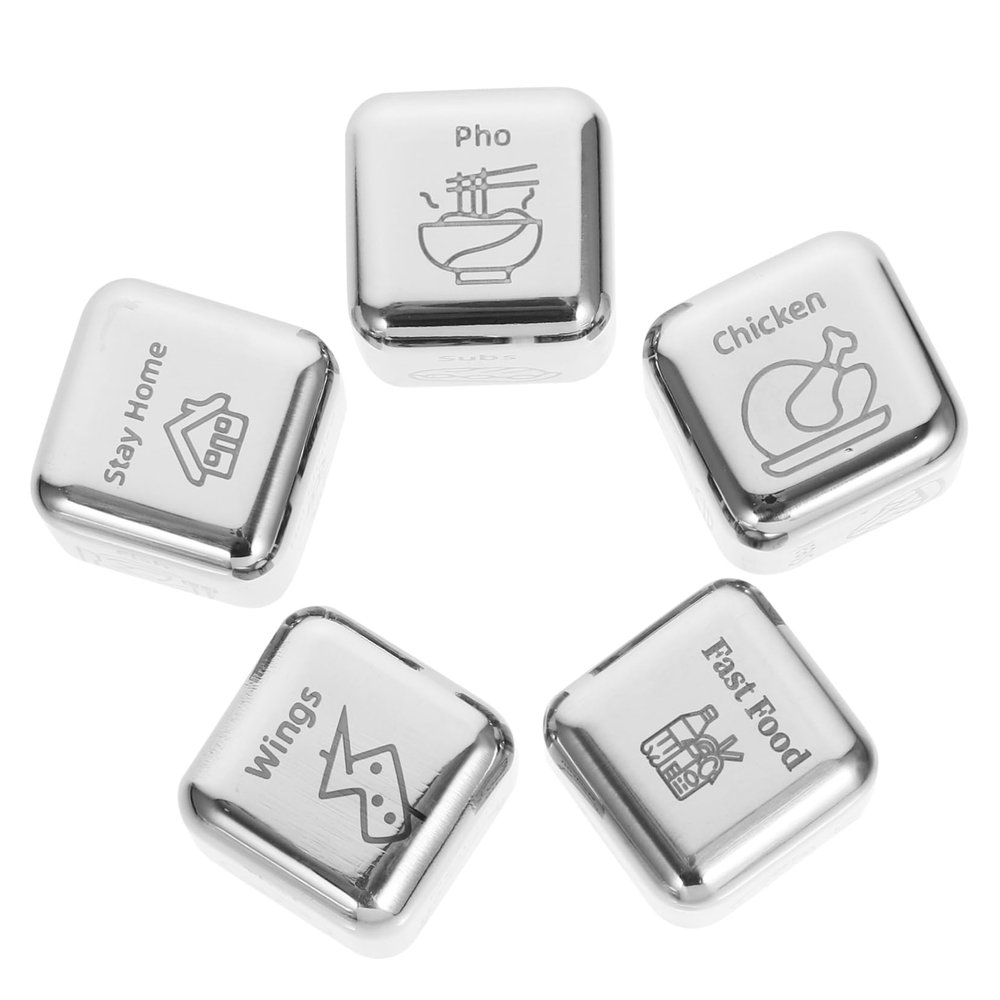 BESTonZON 5pcs Stainless Steel Food Decision Creative Meal Planner for Friends Foodies Fun Dinner Decision Maker Gag Adults