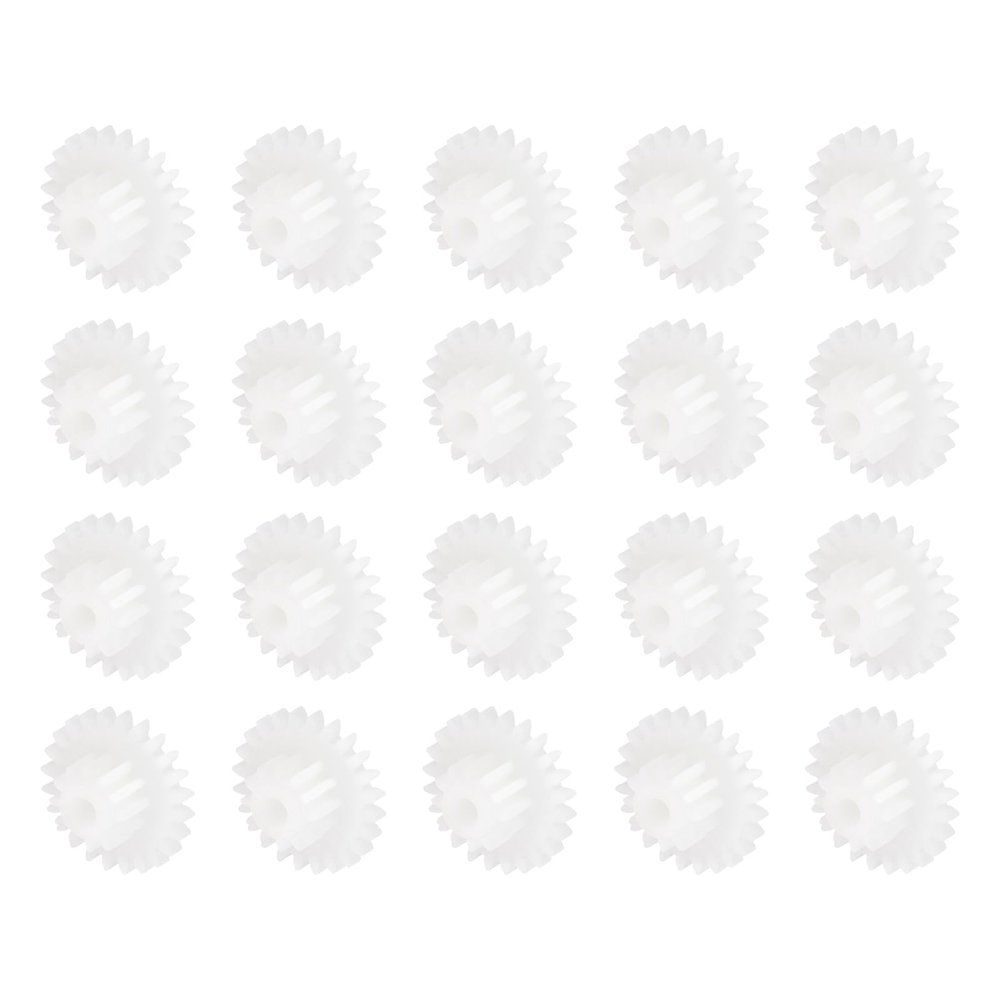 MECCANIXITY 20 Pcs Plastic Gears 24 Teeth Plastic Motor Gear Model 24122B Reduction Gear for RC Car Model DIY Robot (White, Module 0.5)