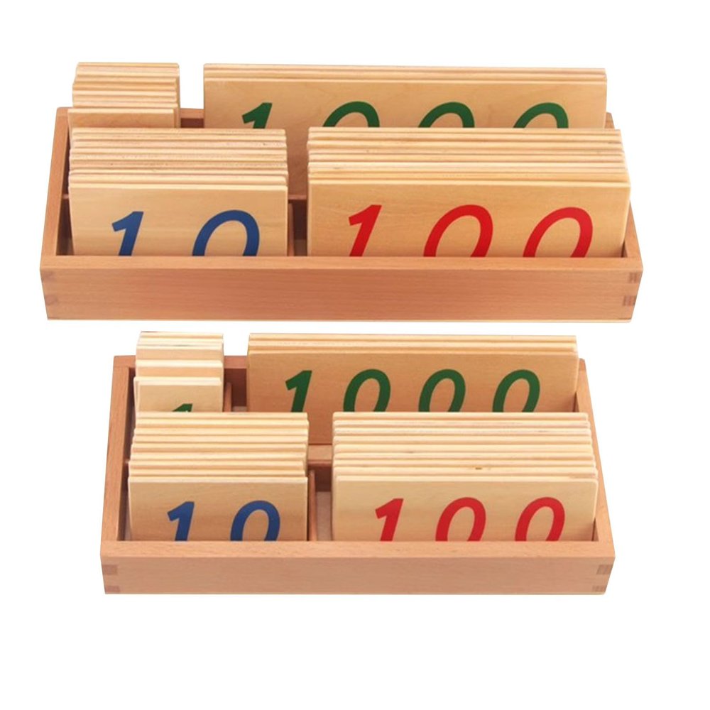 LLTCMAOYI Montessori Wooden Digital Card, Digital Beech Card Box (2 Sets),1 to 3000