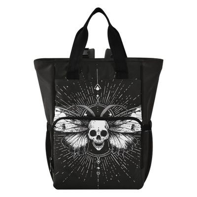 MNSRUU Diaper Bag Gothic Skull and Moth Large Capacity Changing Backpack Multifunction Travel Tote Nappy Bag Baby Diaper Backpack for Mom Dad