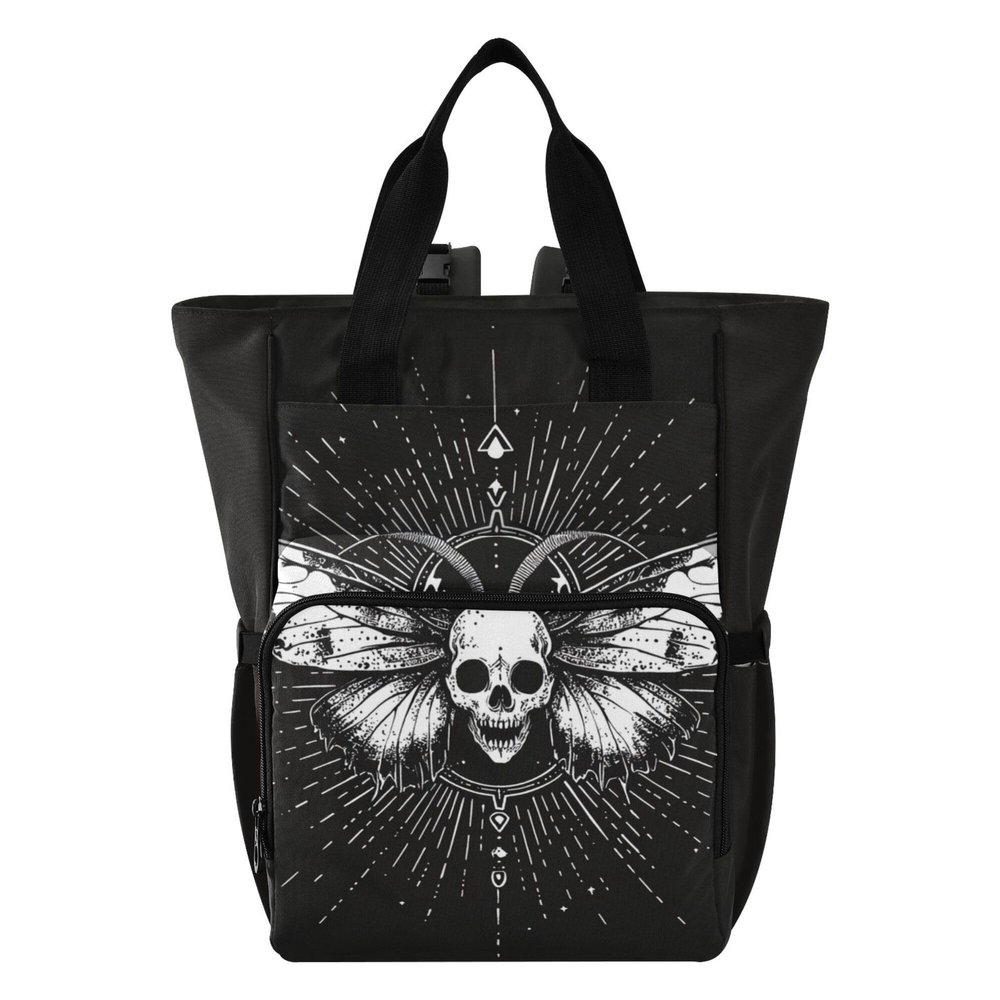 MNSRUU Diaper Bag Gothic Skull and Moth Large Capacity Changing Backpack Multifunction Travel Tote Nappy Bag Baby Diaper Backpack for Mom Dad